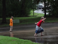 playing in the rain
