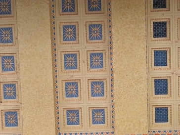 Parthenon mosaic tile detail outside ceiling