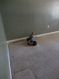 Littlest having a moment in his empty room